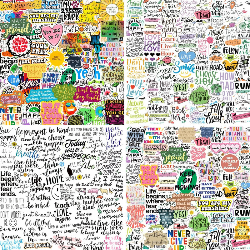 Motivational Inspirational Stickers Positive Affirmation Waterproof Vinyl 300 PC