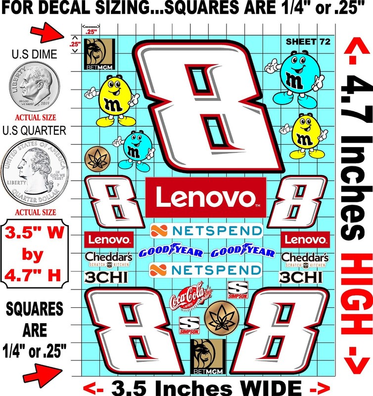 White Vinyl Sticker Sheet 72 F1 traxxas-R/c Model Decal fits 1/24-1/16 Scale CUT gallery