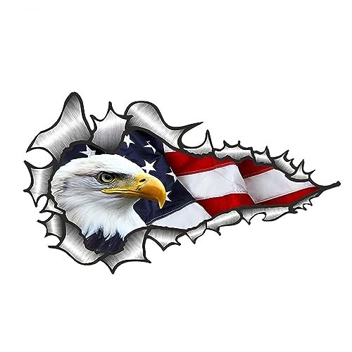 2 Pack American Bald Eagle Flag Car Decal Sticker, 7.48X4.33 Inch Number 2