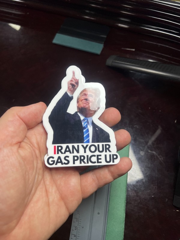 300 Trump Stickers "IRAN YOUR GAS PRICE UP" Gas Pump Waterproof Vinyl NEW 1.5" gallery