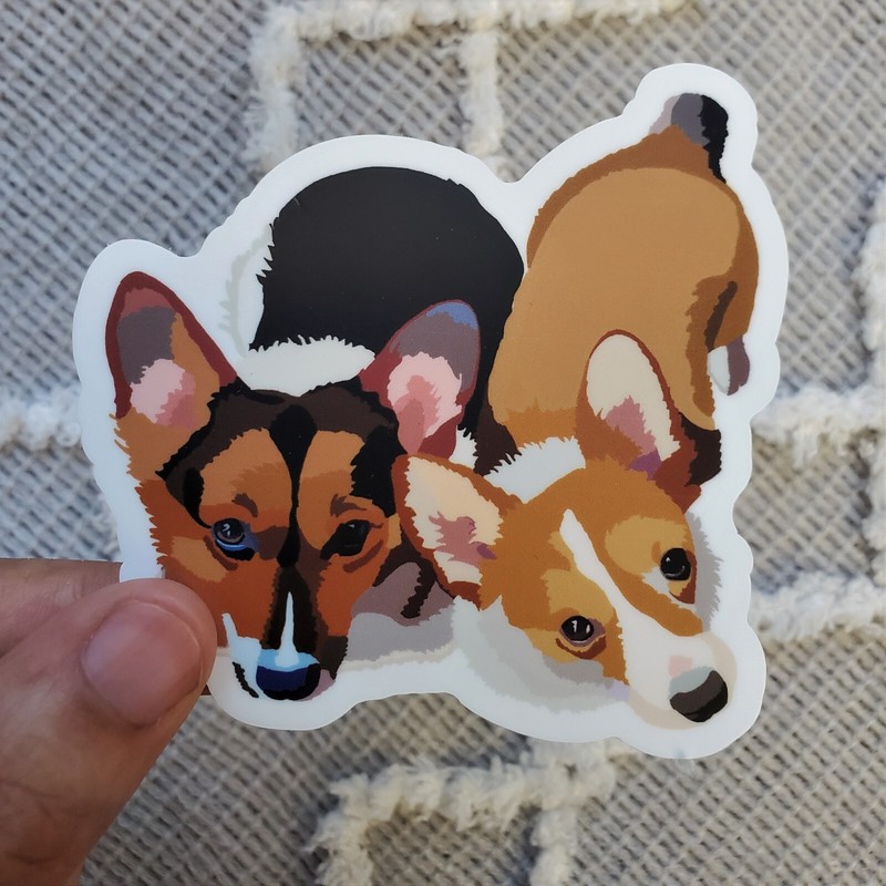 3x3 Pembroke Welsh Corgi Sticker Water Bottle, Laptop, Phone, Dishwasher Safe gallery