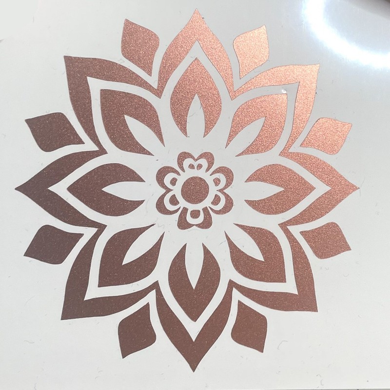 Mandala Flower Sticker Decal Car Window Yoga Zen Rose Gold Copper Metallic 3×3″
