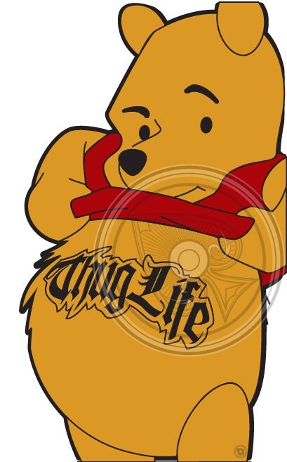 Pooh Bear – Thug Life – Vinyl Sticker – 3×5 inch
