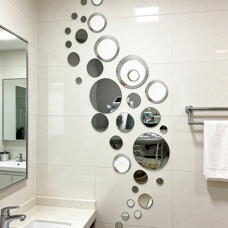Plastic Acrylic Circular Mirror Wall Sticker for Easy Indoor Installation gallery
