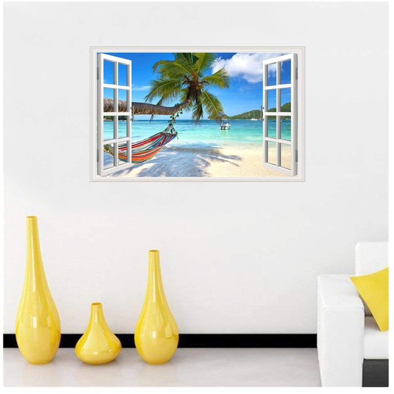 Tropical Beach Hammock Window Decal