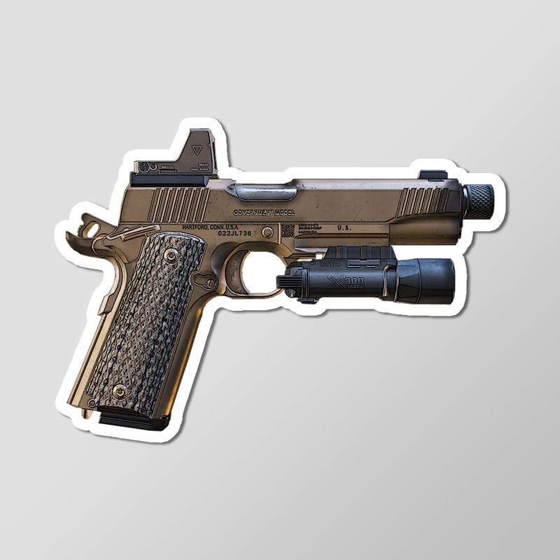 M45A1 MEU SOC Pistol Gun Art – Laptop Sticker Vinyl Decal 3.5″ Length