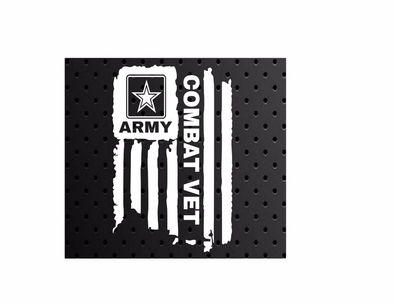 DISTRESSED UNITED STATES ARMY FLAG COMBAT VET VINYL DECAL STICKER 5.0″ x 7.7″