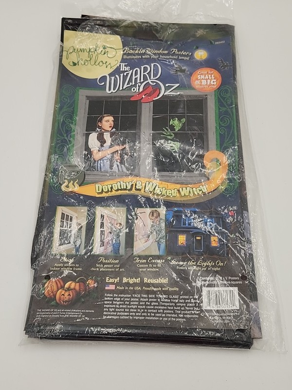 Pumpkin Hollow WIZARD OF OZ Window Backlit Posters Dorothy & Witch Set Of 2 3×5′