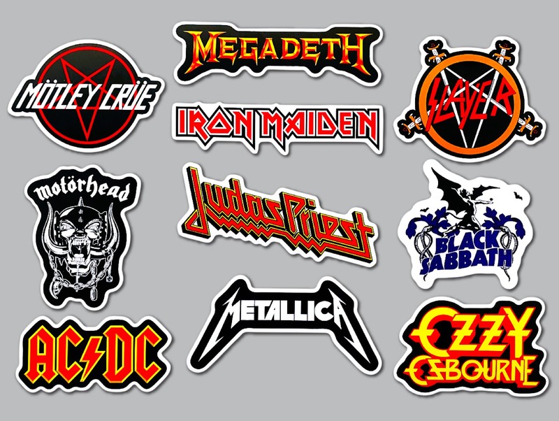 Metal Hard Rock Vinyl Sticker Pack (10 Stickers) SET 1 metallica megadeth acdc