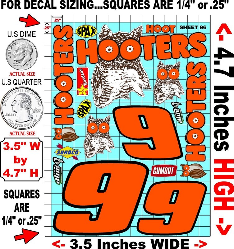 White Vinyl Sticker Sheet 96 hootersmcd-R/c Model Decal fits 1/24-1/16 Scale CUT gallery