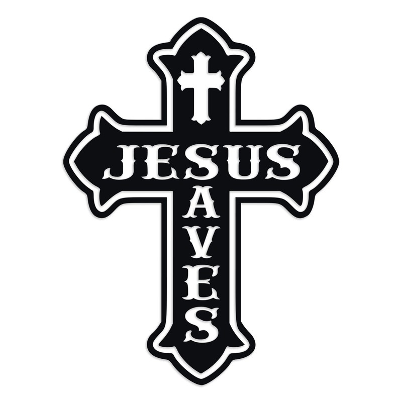 Jesus Saves Cross Vinyl Decal Sticker | Christian Faith Religious Car Wall Art gallery