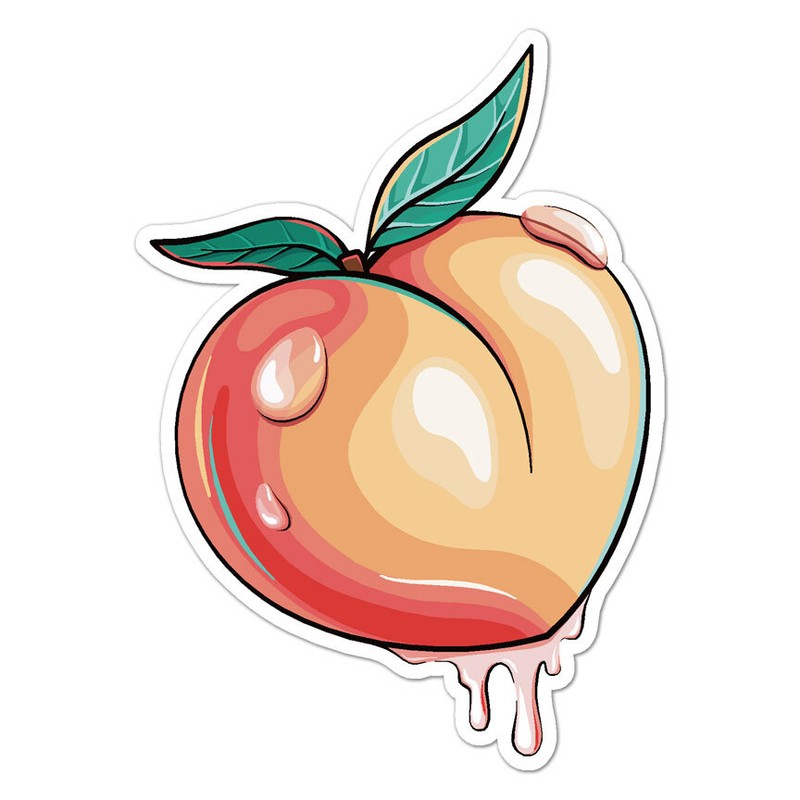 Dripping Wet Peach, Vinyl Decal Sticker, Indoor Outdoor, 3 Sizes, #9198