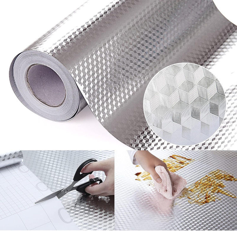 Kitchen Wallpaper Oil Proof Sticker Backsplash Aluminum Foil Oil Self-Adhesive P gallery