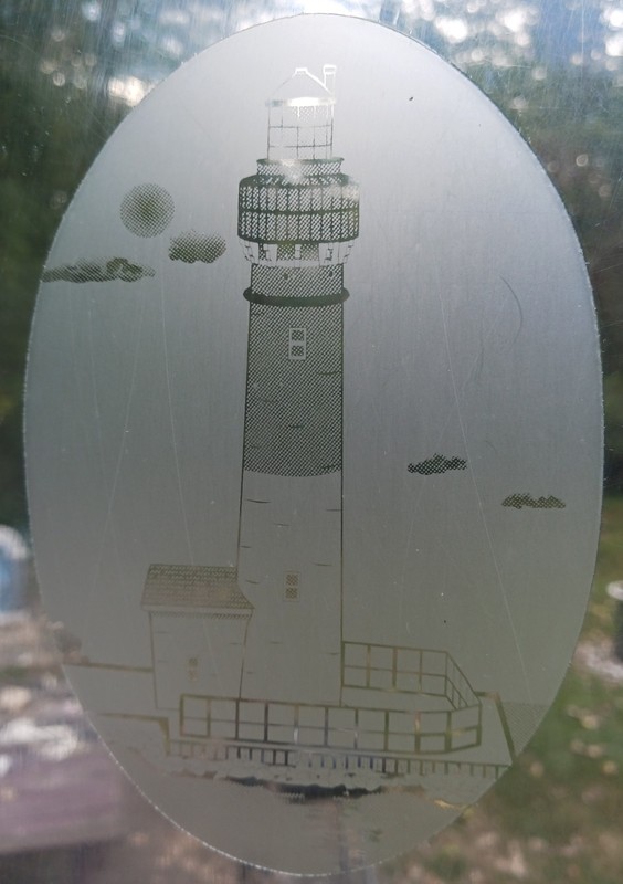 Barnegat Lighthouse Decal 8″x12″ OVAL Etched Look Cling Removable&Reusable 79