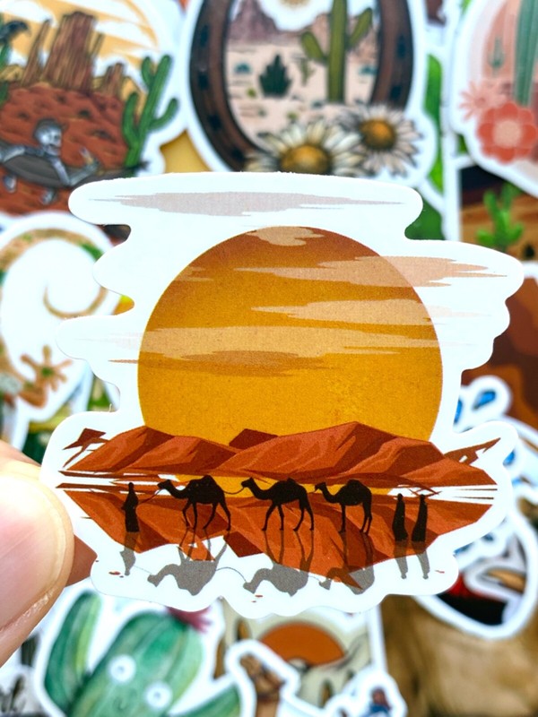 5-50 pcs Cactus Stickers, Retro Travel Arizona Canyon Camel Desert Vinyl Decals gallery