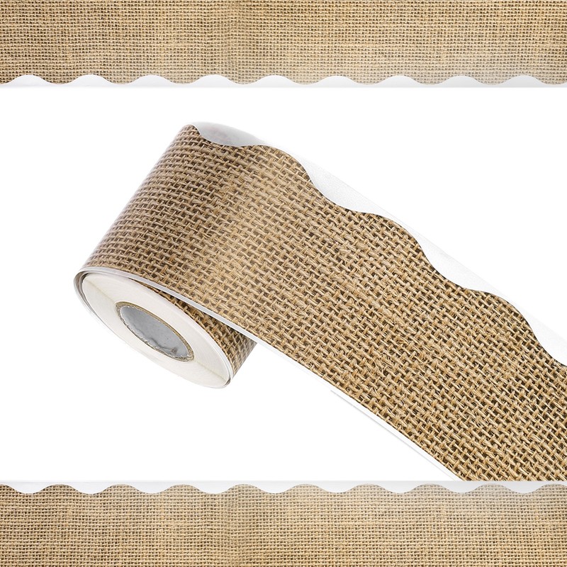 Bulletin Board Border, 65.6Ft x 2.75Inch Classroom Border Trim, Burlap Edge
