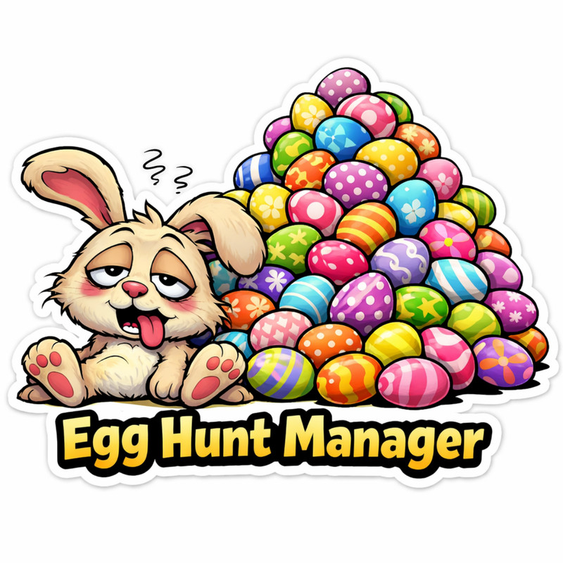 9pc Easter Sticker Pack Funny Bunny Egg Hunt Vinyl Stickers Kids Basket Fillers gallery