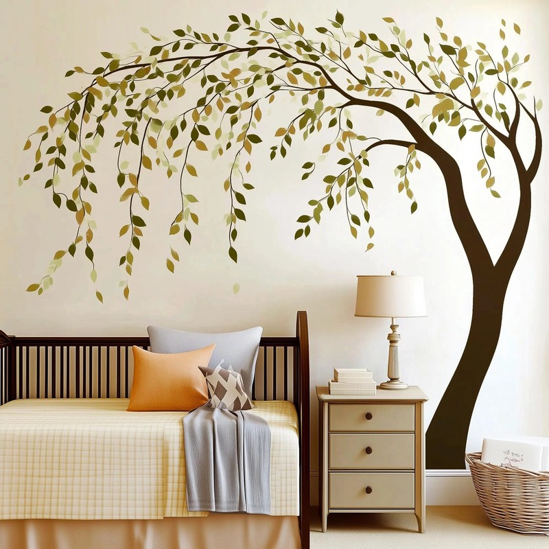 Weeping Willow Tree Wall Sticker | Nursery Wall Art Decal for Baby Girls