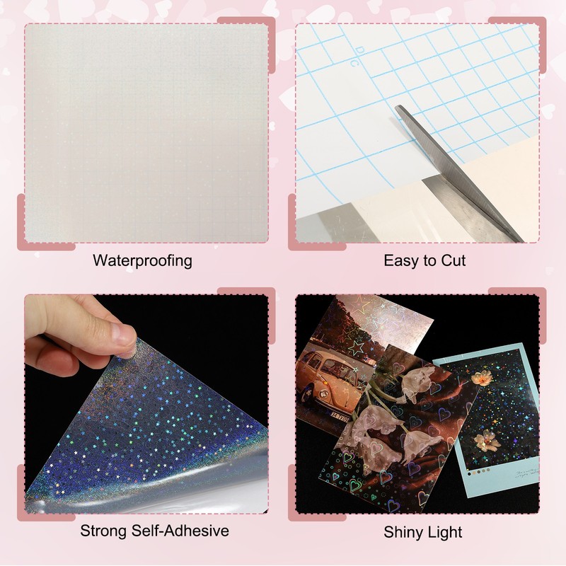 12 Sheets 8.3"x11.7" Holographic Sticker A4 Self-Adhesive Film(Little Sand Star) gallery