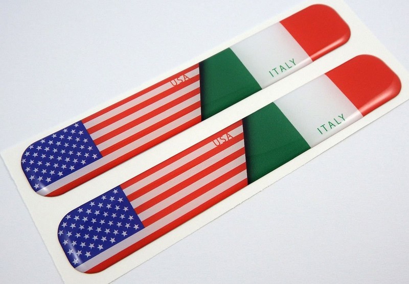 USA Italy American Italian Domed Decal Emblem Resin car Stickers 5″x 0.82″ 2pc.