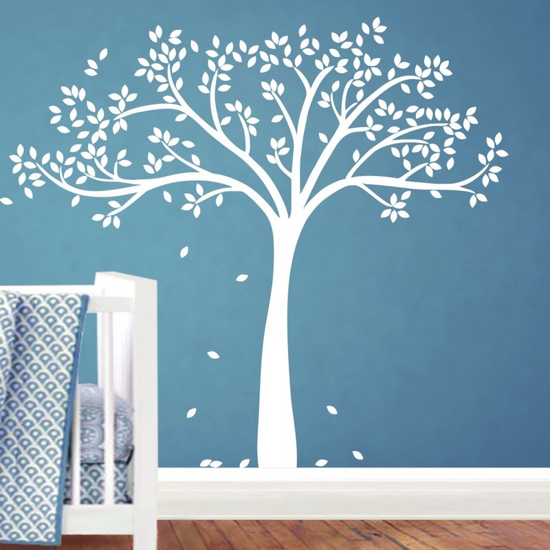 White Tree Fall Winter Wall Sticker Inspired Vinyl Nursery Playroom Decor Large