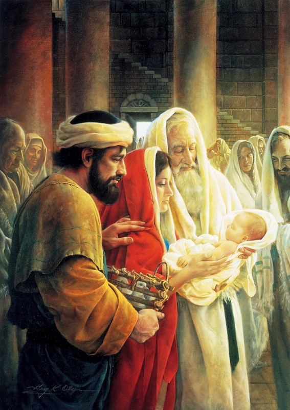 Simeon Reverencing Christ Child Wall Art Print: Holy Family Religious Poster gallery