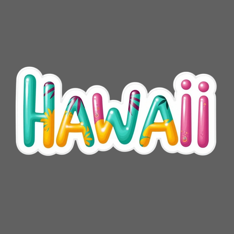 Hawaii Sticker Vinyl Decal Tropical Colorful Typography Island Travel Design