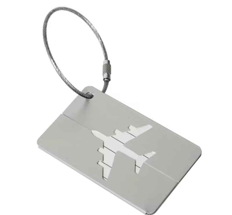 Silver Metal Luggage Tag Label ID Suitcase Bag Baggage Travel Airplane Travel