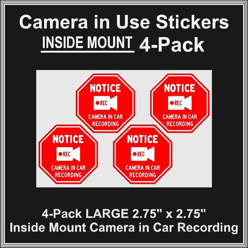 Camera in Car Recording Video 4-Pack INSIDE MOUNT Decals Red Stop Shape 2.75" gallery