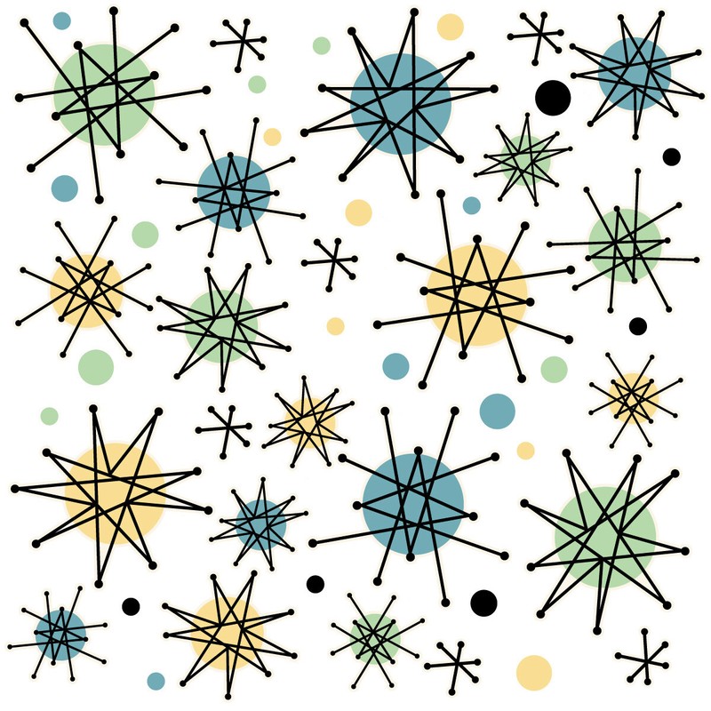 Atomic Starburst Wall Decals & Accents – Medium Set Of 50 – 12 Color Palettes