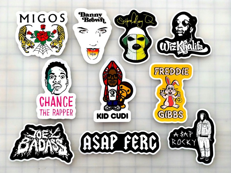 Modern Hip-Hop Vinyl Sticker Lot (10 Pack) SET 6 asap rocky ferg migos kid cudi gallery