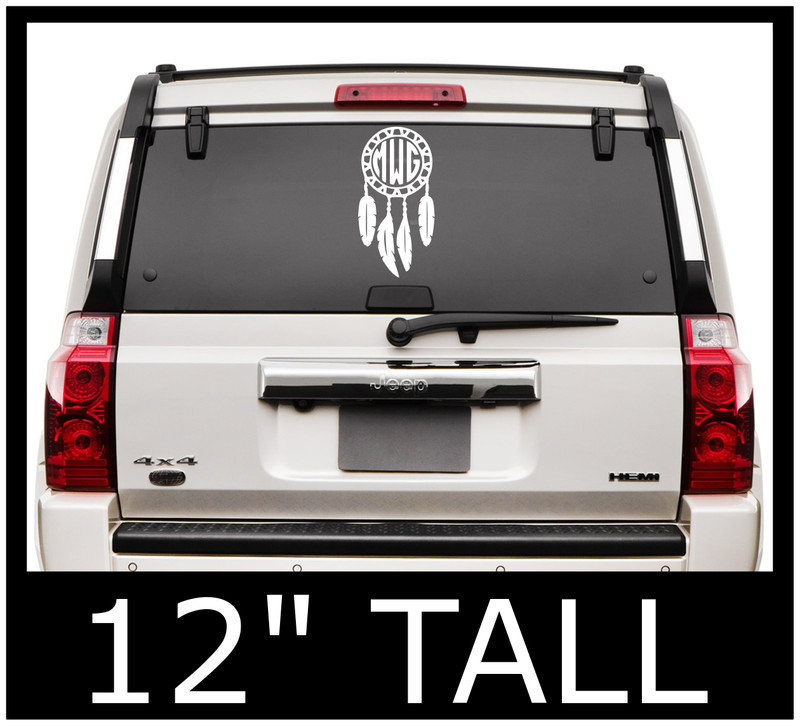 DREAMCATCHER 12″ MONOGRAM CAR LAPTOP WINDOW VINYL DECAL PERSONALIZED COLORS