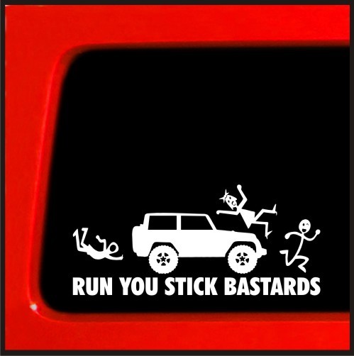 Sticker Connection | Stick Figure Family Sticker for Jeep Run You Stick Bastrds
