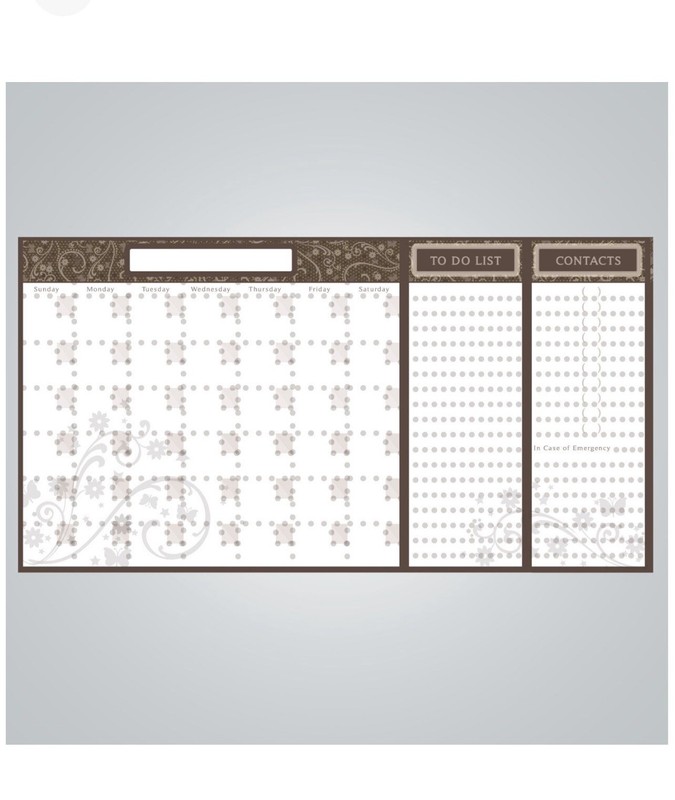 DCWV Decal Wall Art Organizer Calendar Notes , Peel-Stick Dry Erase, Brown gallery