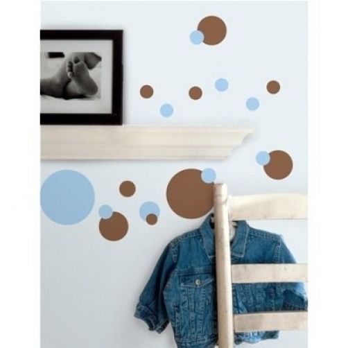 RoomMates Brown & Blue Peel and Stick Polka Dots RMK1246SCS gallery