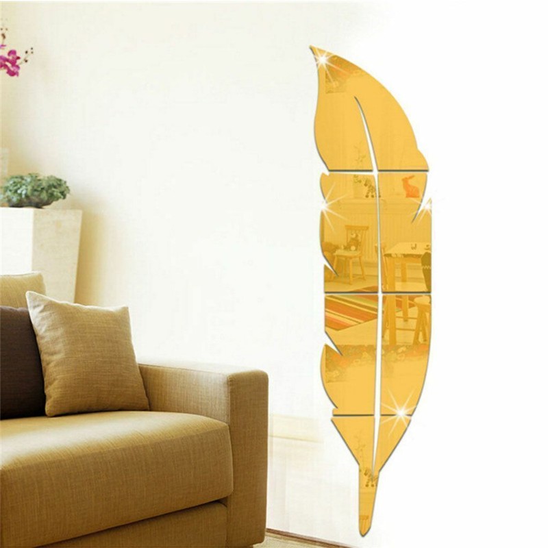Removable 3D DIY Feather Mirror Home Room Decal Vinyl Art Stickers Wall Decor gallery