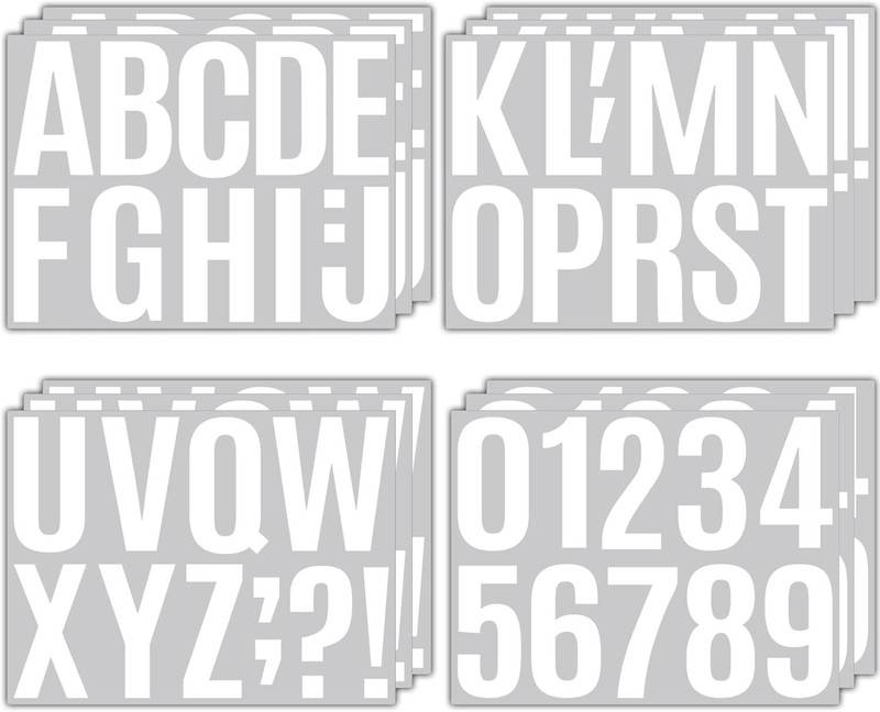 15 Sheets 4 Inch Self Adhesive Vinyl Letters and Numbers Stickers, White