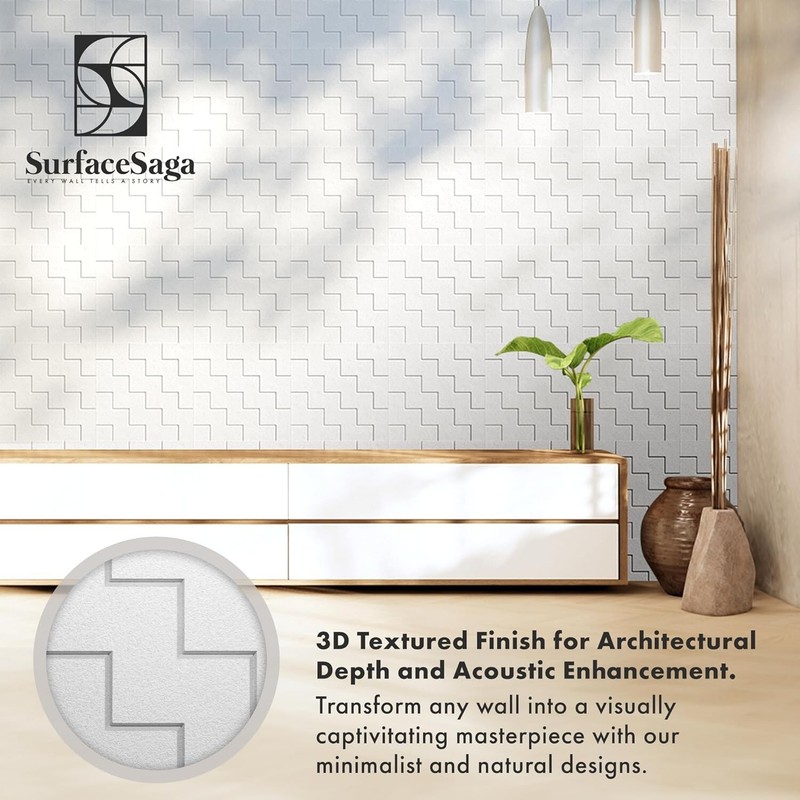 3D Peel & Stick Wall Panels – 12PCS 16"x16" Textured Polyester Tiles, Easy-Clean gallery