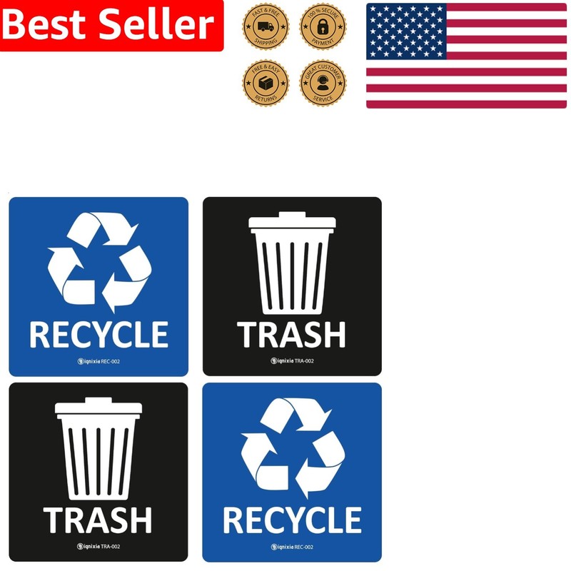 5×5 Inch Recycle Stickers for Bins – 2 Pack Heavy Duty Vinyl Decals