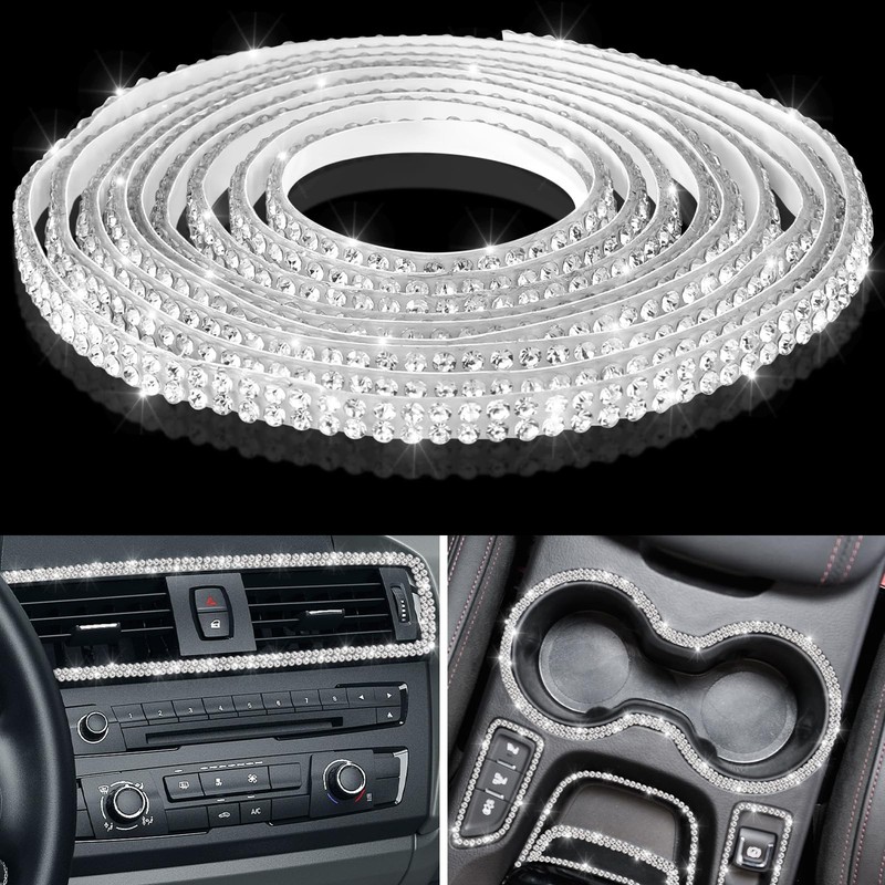 16.4 ft Bling Car Trim Self Adhesive Bling Car Accessories for Women Rhinesto…