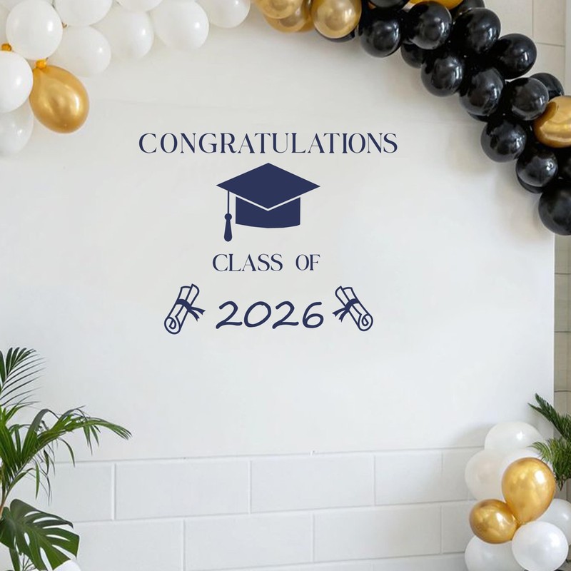 Congratulations Class of 2026 Decal - Graduation Party Decoration Supplies Wa... gallery