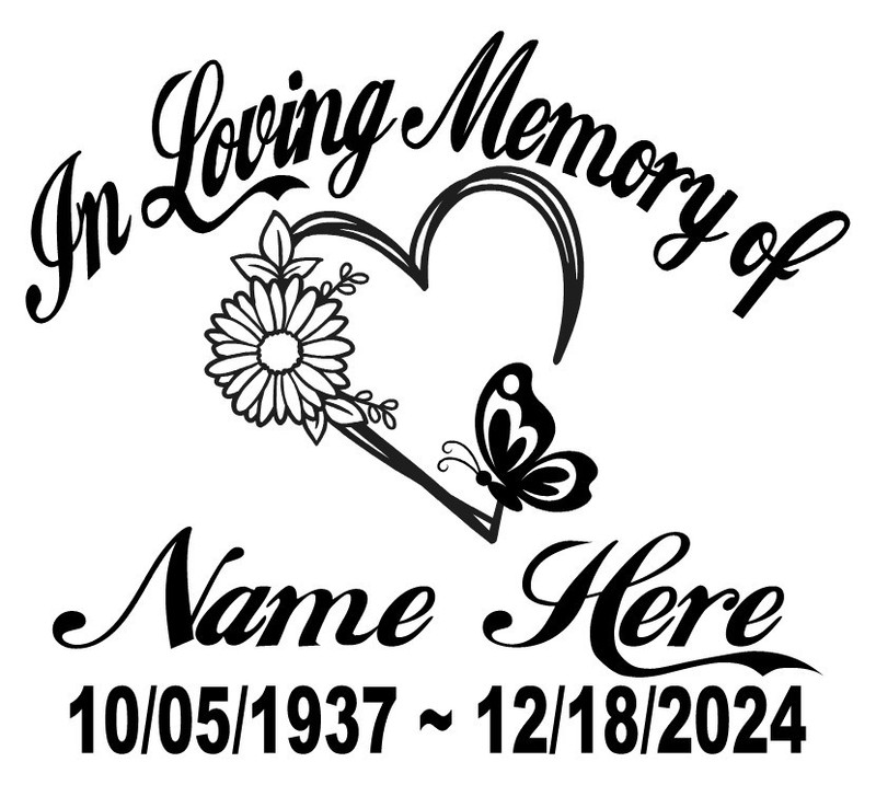 In Loving Memory Decal Heart Flower Butterfly Floral Car Window Vinyl Sticker 05