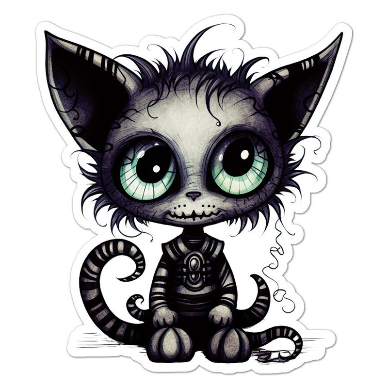 Big Eyes Cat Monster, Vinyl Decal Sticker, Indoor Outdoor, 3 Sizes, #11004