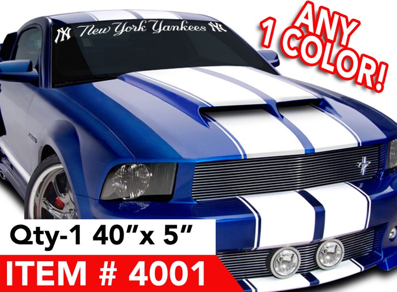 NY NEW YORK YANKEES WINDSHIELD DECAL STICKER 40″w x 5″ ANY 1 COLOR