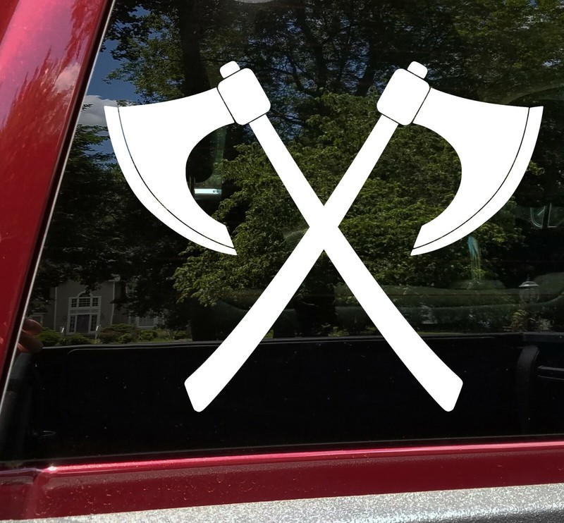 Crossed Viking Axes Vinyl Decal - Skeggox Battle Hafted English Long Axe Sticker gallery