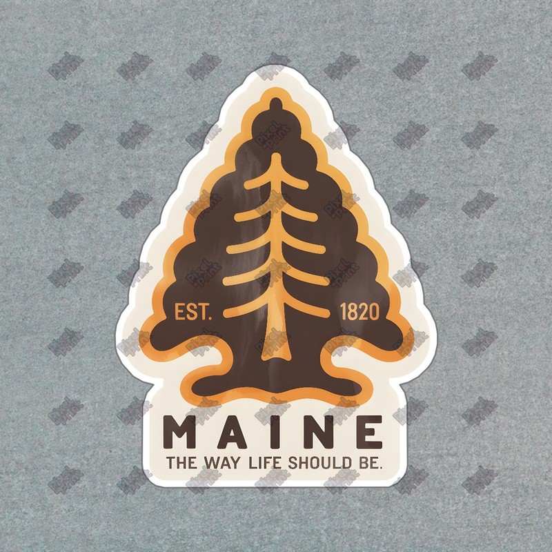 Vintage Maine Pine Tree Sign Established 1820 Rustic Home Decor #8411