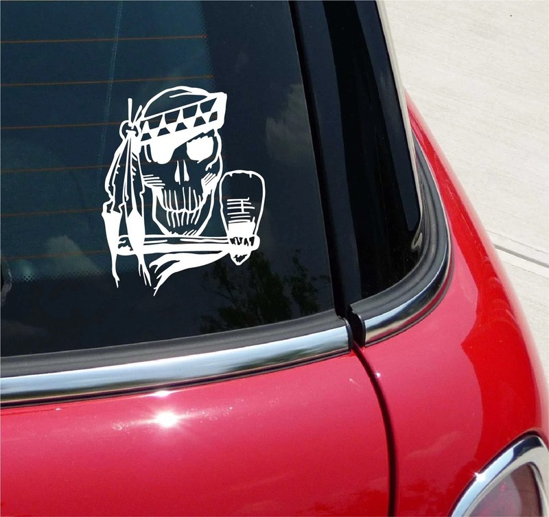 INDIAN NATIVE AMERICAN SKULL GRAPHIC DECAL STICKER ART CAR WALL DECOR