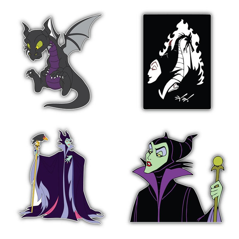 Maleficent Cartoon Set Of 4 Vinyl Sticker Decal – 5” longer side ID:3