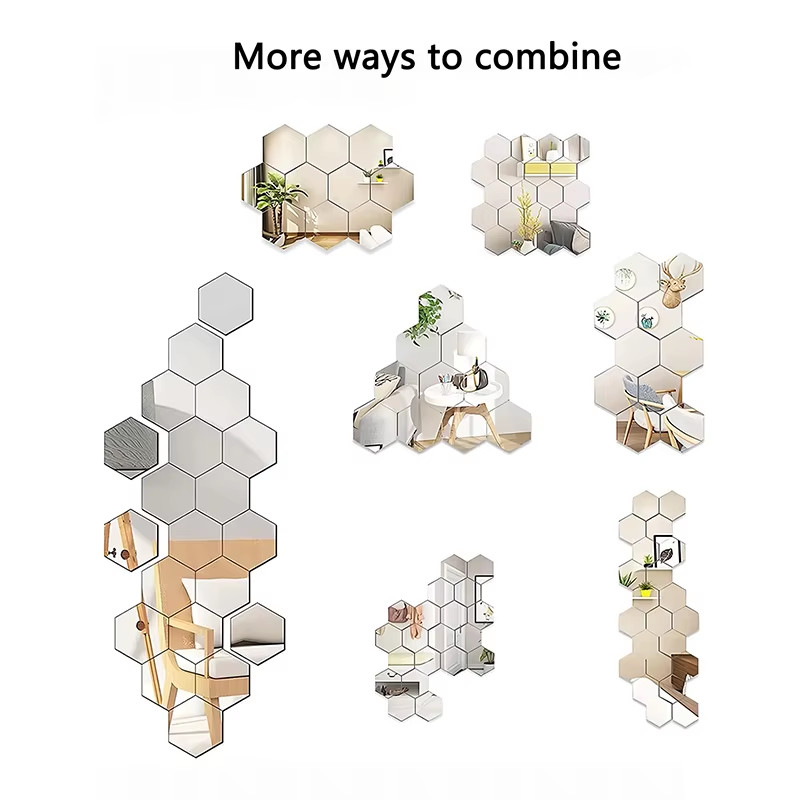45PCS Hexagon Mirror Wall Stickers – DIY Decorative Wall Art Tiles gallery