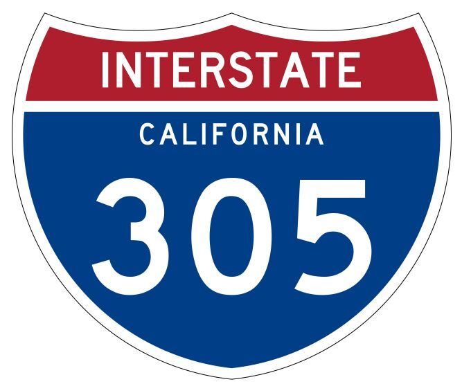 California Interstate 305 Sticker Decal R7180 Highway Sign Road Sign
